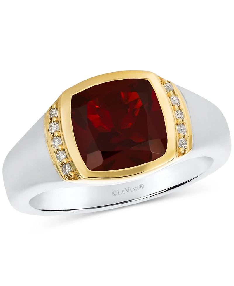 Le Vian Men's Pomegranate Garnet (5-1/4 ct. t.w.) & Nude Diamond (1/5 ct. t.w.) Ring in Sterling Silver & 14k Gold