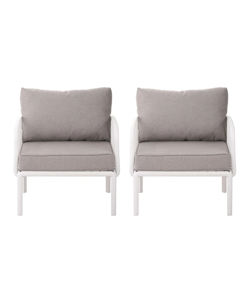 Streamdale (Set Of 2) Outdoor Club Chairs, Modern, Waterproof, Cushioned, White & Gray