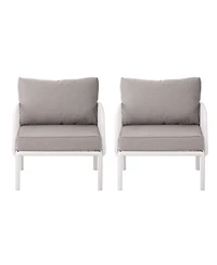 Streamdale (Set Of 2) Outdoor Club Chairs, Modern, Waterproof, Cushioned, White & Gray