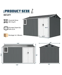 Streamdale 8x12 Metal Shed, Window, Floor, Vents, Hinged Door
