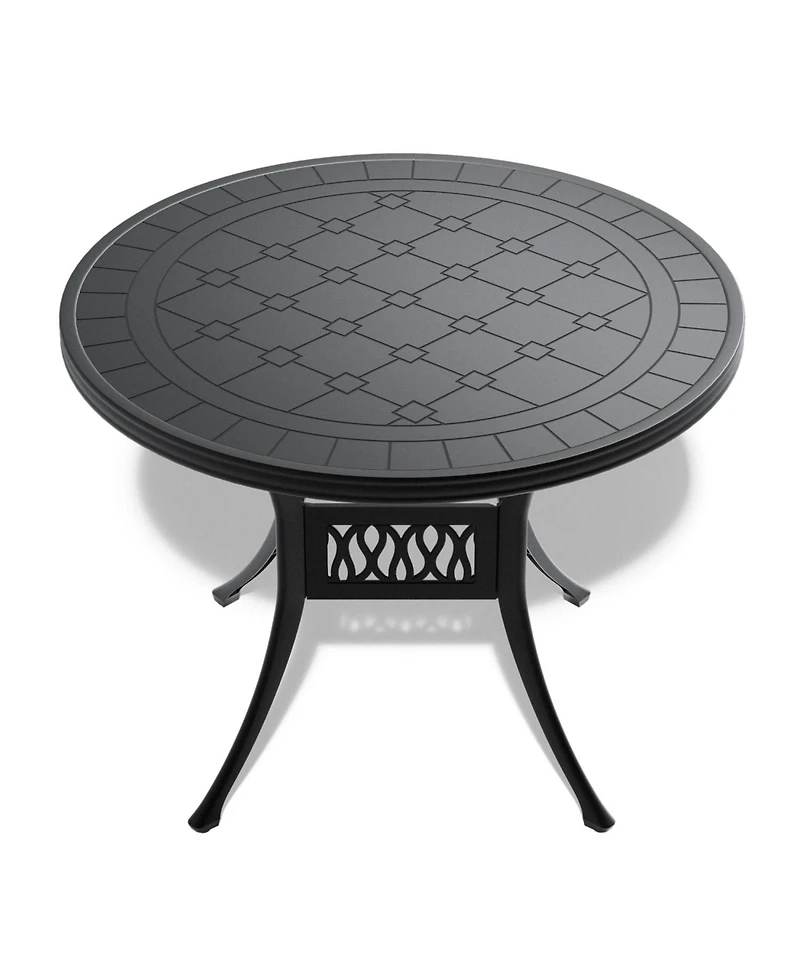 Streamdale 3-pc Cast Aluminum Dining Set, 2 Swivel Chairs, 39" Round Table, Black Frame