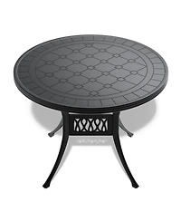 Streamdale 3-pc Cast Aluminum Dining Set, 2 Swivel Chairs, 39" Round Table, Black Frame