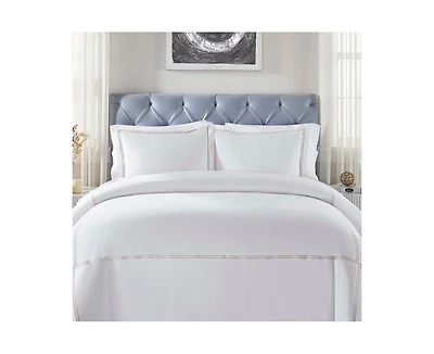 Superior Spring Blooms Cotton Two-Line Embroidered 3-Piece Duvet Cover Set, King/California King