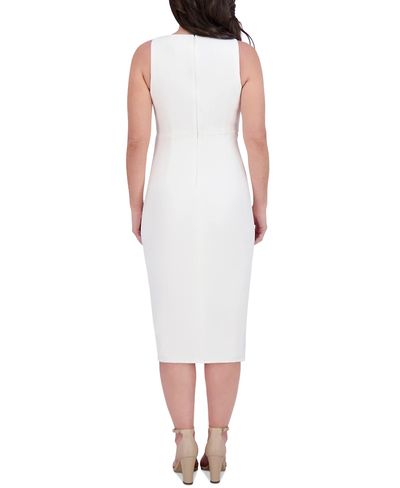 Siena Women's Ruched Side-Twist Sleeveless Midi Dress