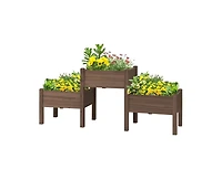 3 Wooden Elevated Planter Raised Garden Beds