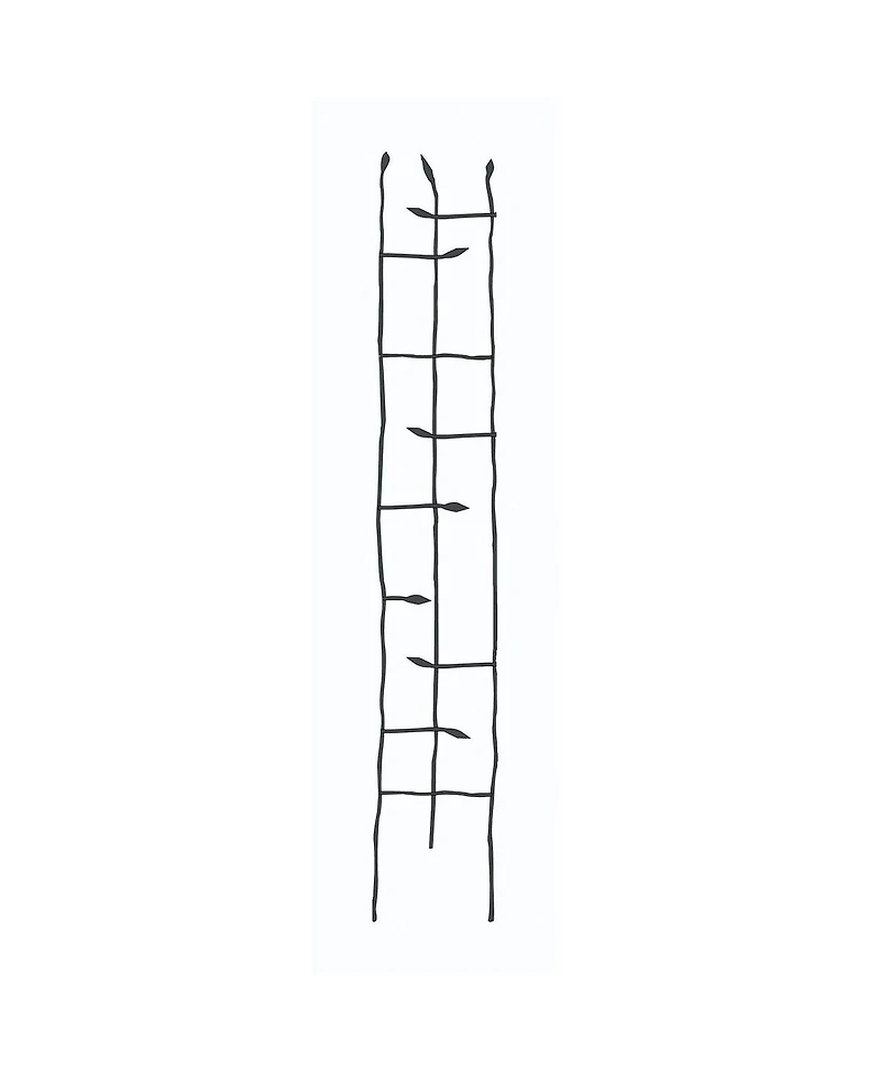 Narrow Metal Garden Trellis with Sprouting Twig Leaf Design for Climbing Plants