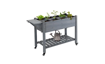 Multi-Tier Wooden Garden Box with Planter and Storage
