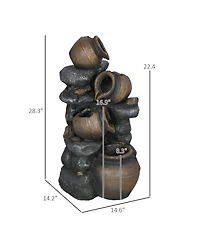 Outsunny 4-Tier 28.3" Resin Solar Water Fountain with Led Lights and Pump