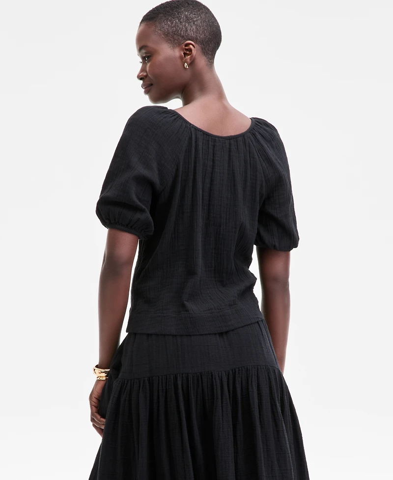 On 34th Women's Cotton Gauze Scoop-Neck Top, Exclusively at Macy's