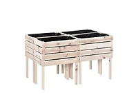 Farmhouse 4-Piece Wooden Elevated Raised Garden Bed Planter Box for Outdoor Gardening