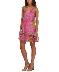 kensie Women's Printed Organza Flounce-Hem Mini Dress