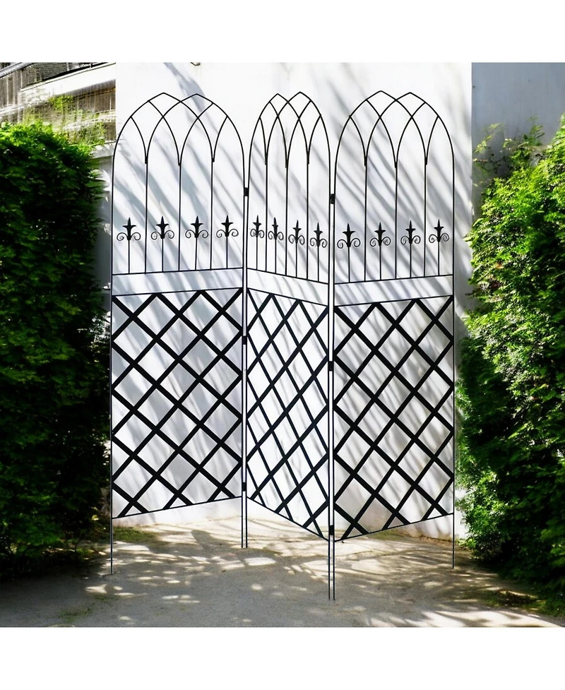 3-Panel Lattice Screen Garden Trellis for Outdoor Privacy and Plant Support