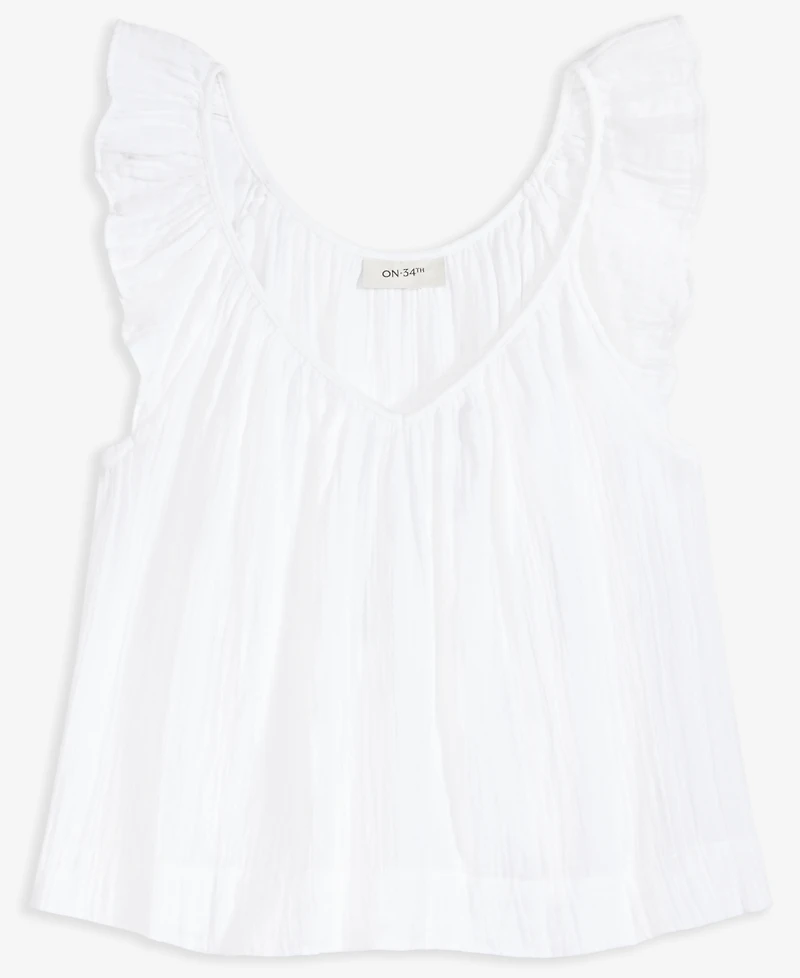 On 34th Women's Cotton Gauze Flutter-Sleeve Top, Exclusively at Macy's