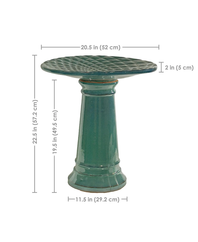 Rennes Ceramic Bird Bath - Turquoise - 22.5" H