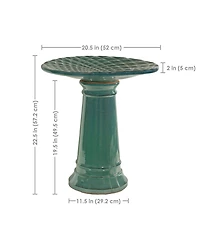 Rennes Ceramic Bird Bath - Turquoise - 22.5" H