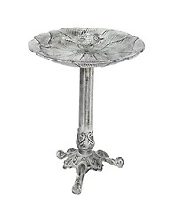 Bird and Blossom Cast Aluminum Metal Bird Bath - Antique Gray - 13"