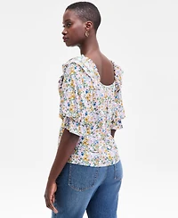 On 34th Women's Printed Balloon-Sleeve Blouse, Exclusively at Macy's