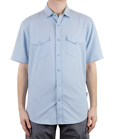 Vintage 1946 Men's Hybrid Short Sleeve Seersucker Button-Front Shirt