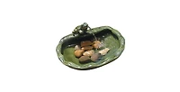 Fountain Bird Bath with Frog Design and Solar Pump for Outdoor Garden Decor