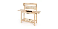 Garden Potting Bench Table with Bottom Shelf and Removable Sink for Outdoor Gardening