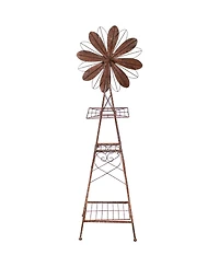 Rustic Windmill Metal Outdoor Garden Statue with Tiers - 51" H - Brown/Copper