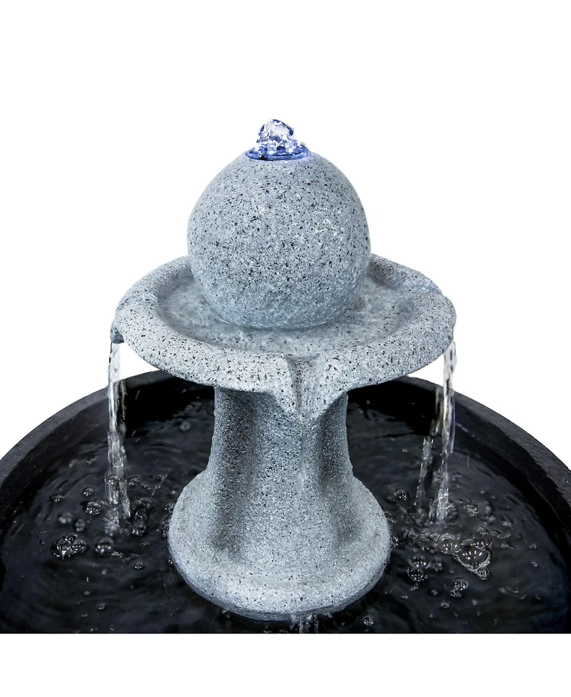 29.5" H Contemporary 2-Tone Outdoor Water Fountain with Light