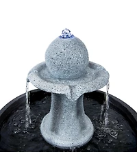 29.5" H Contemporary 2-Tone Outdoor Water Fountain with Light