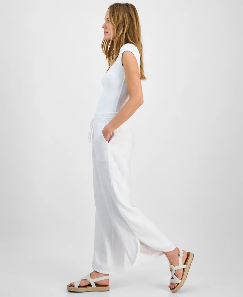 Jm Collection Women's Cotton Gauze Tulip-Hem Pants, Exclusively at Macy's