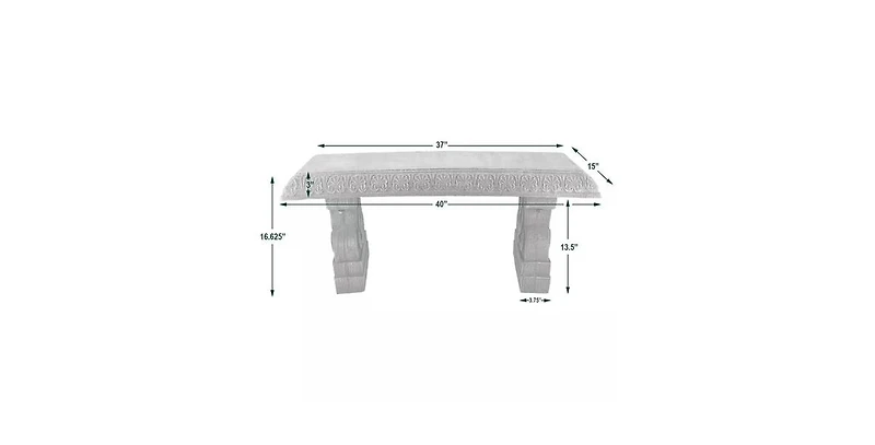 Fiber-Clay Resin Outdoor Garden Bench in Stone Finish