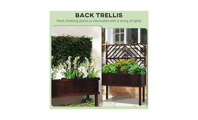 Multi-Functional Wooden Planter Box with Flower Shelf
