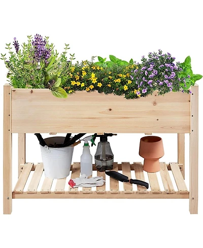 2-Tier Raised Garden Bed Planter Box for Efficient Outdoor Gardening