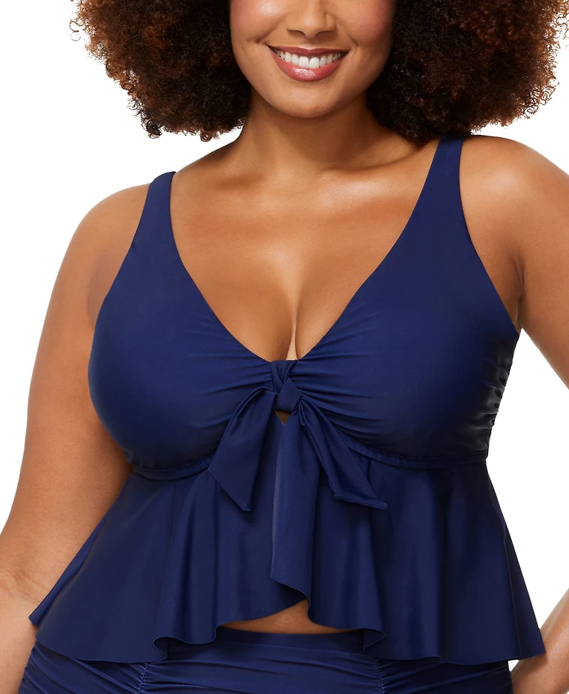 Raisins Curve Trendy Plus Size Topanga Ruffle-Trim Bikini Top