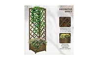 Wooden Planter Shelf with Storage for Flowers and Decor