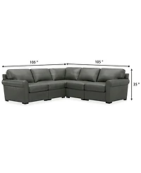 Radley Roll Arm 104" -Pc. Leather Square Corner L Sectional