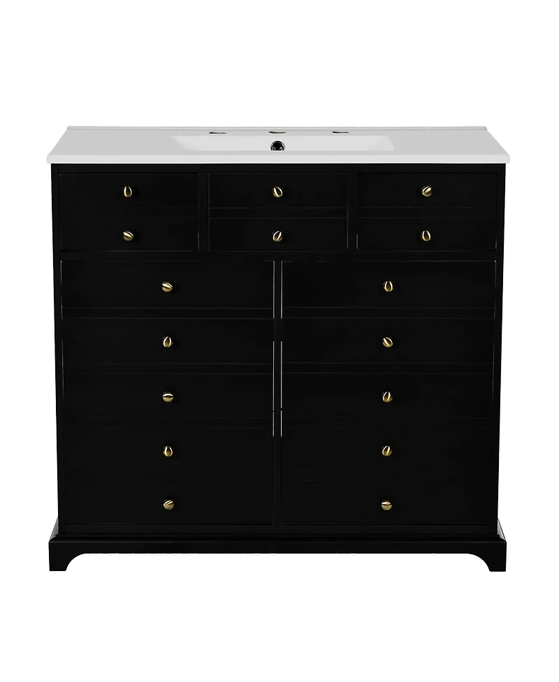 Streamdale Freestanding Bathroom Vanity Set 36" Vanity with Ceramic Sink, Soft-Close Doors and Drawers, Black