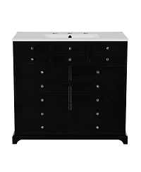 Streamdale Freestanding Bathroom Vanity Set 36" Vanity with Ceramic Sink, Soft-Close Doors and Drawers, Black