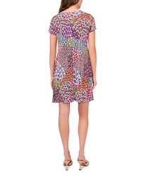 Msk Women's Three-Ring Keyhole-Neck Printed Jersey Dress