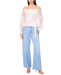 Vince Camuto Women's Floral Off-The-Shoulder Long-Sleeve Tie-Front Blouse