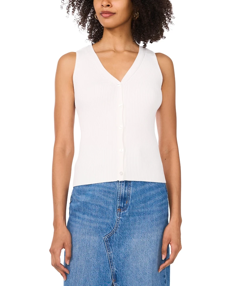 Vince Camuto Women's Ribbed Button-Front Sweater Vest