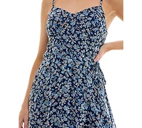 As U Wish Juniors' Molded-Cup Wrap High-Low Fit & Flare Dress
