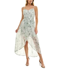 As U Wish Juniors' Molded-Cup Wrap High-Low Fit & Flare Dress