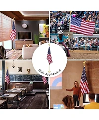 Yescom 8Ft Indoor Flag Pole Kit Eagle Topper Aluminum Gold Pole with Base 3x5Ft Us Flag for Office School City Hall