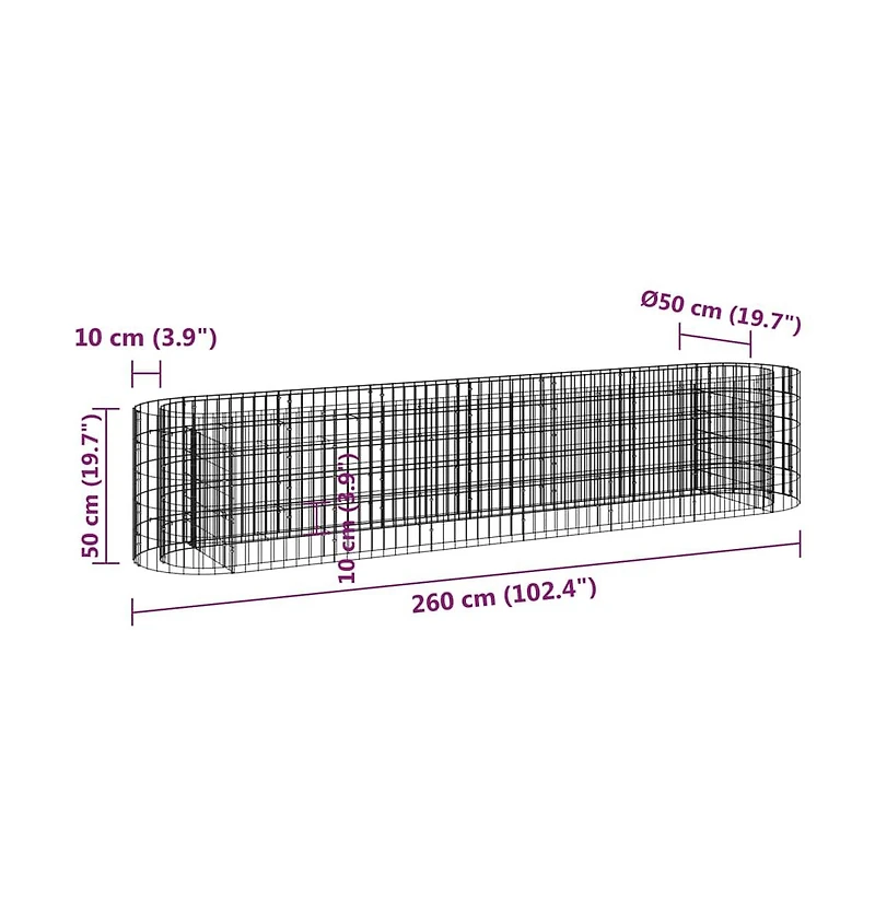 Gabion Raised Bed Galvanized Iron 102.4"x19.7"x19.7"