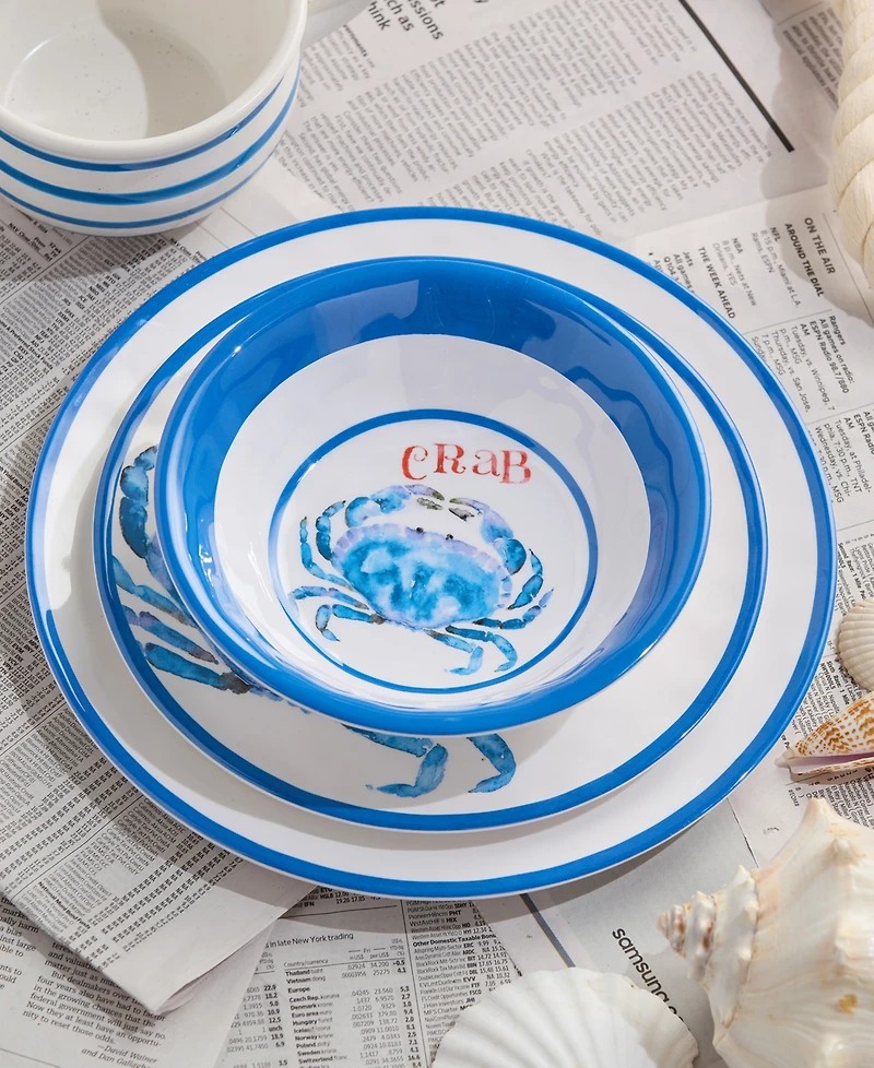 Certified International Beach House Crab Melamine 12-Pc. Dinnerware Set, Service For 4