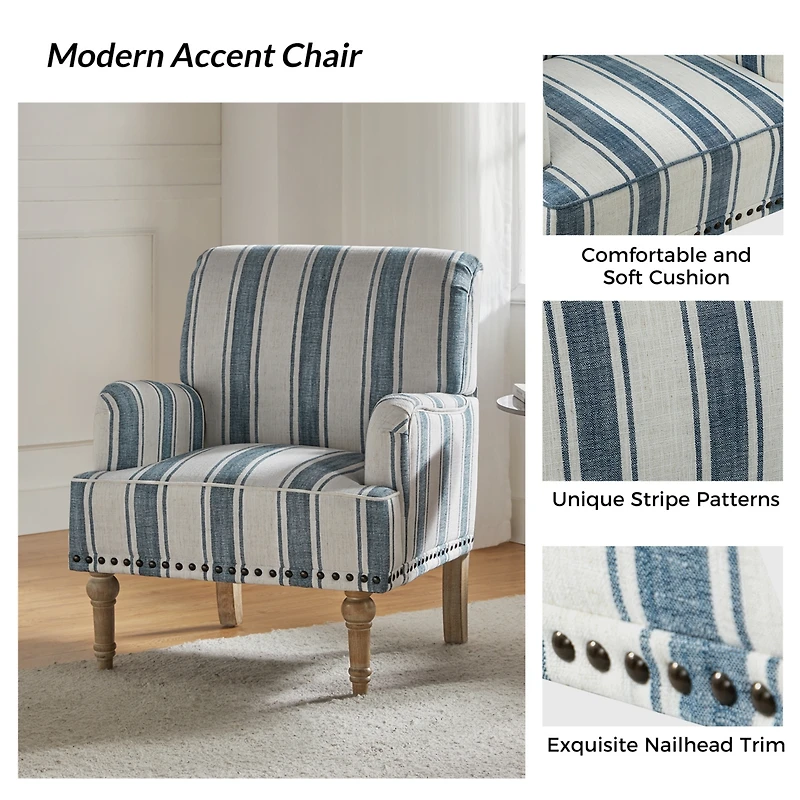 Geltrude farmhouse barbed wooden armchair with spike head trim