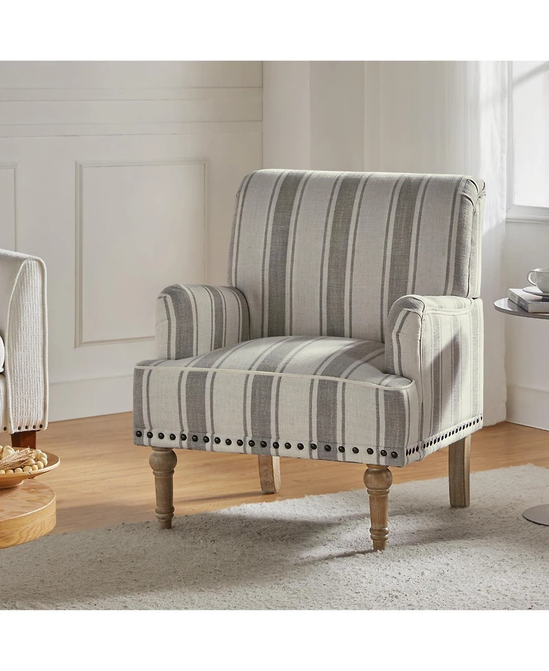 Geltrude farmhouse barbed wooden armchair with spike head trim