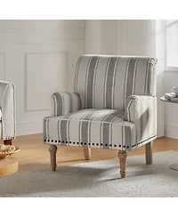 Geltrude farmhouse barbed wooden armchair with spike head trim