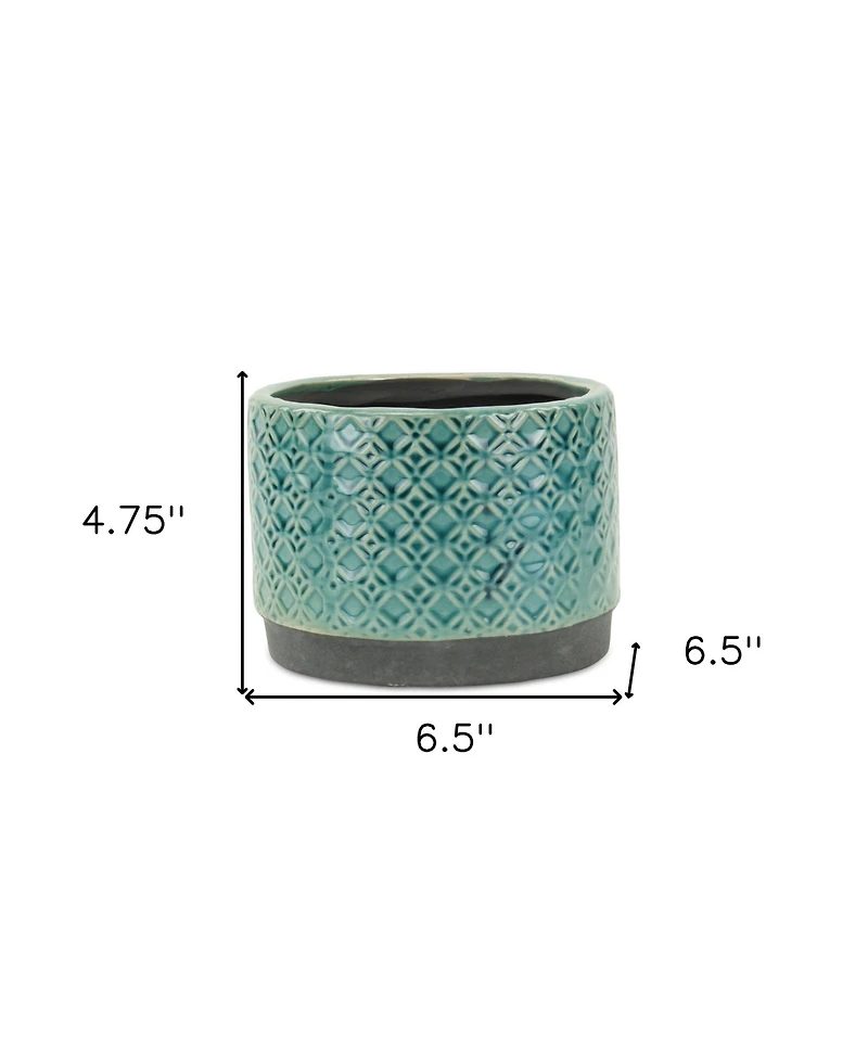 Ceramic Round Planter with Geometric Pattern – Versatile Pot for Home & Garden