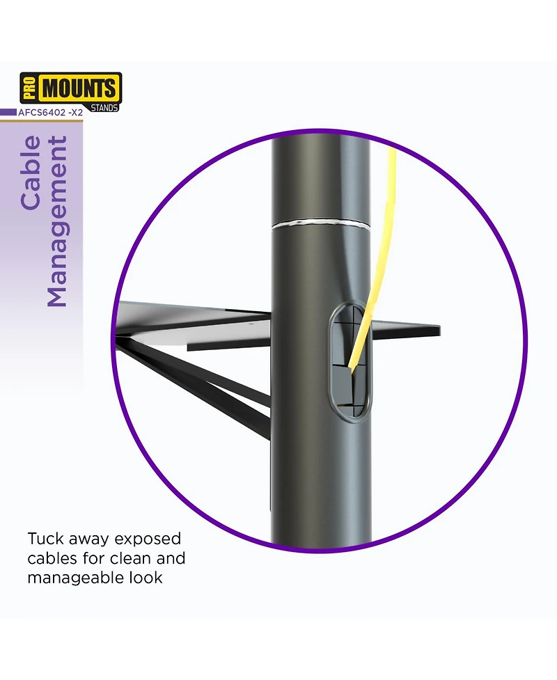 ProMount Premium Rolling Tv Stand with Mount and Adjustable Shelf for 32"-72" TVs up to 110lbs