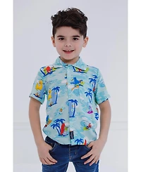 Sesame Street Boys Bird Cookie Monster Elmo Oscar the Grouch Matching Family Hawaiian Button Down Shirt to